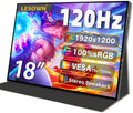 18' 1920x1200 Ultra Thin Portable Gaming Monitor Widescreen 100% sRGB 400Nits VESA USB-C External Display, Built-in Speakers (18' 1200P 120Hz No Touch)
