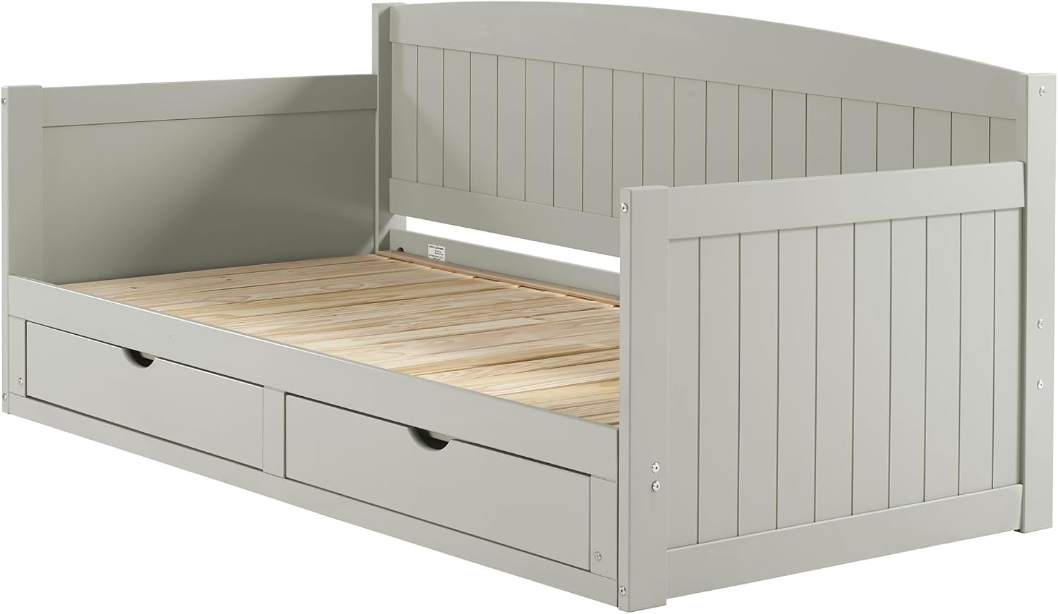 Alaterre Furniture Harmony Twin to King Daybed with Pop Up Trundle Bed - Solid Wood Twin Day Bed with 2 Pull-Out Storage Drawers and 400lb Capacity - For Kids, Guest Room, Living Room (Dove Gray)
