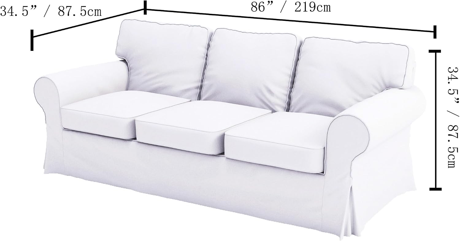 Velvet Pets Friendly Sofa Covers Custom Made Compatible for IKEA Ektorp Three Seat Sofa Slipcovers (Velvet Light Green 3)