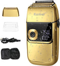 Electric Foil Shavers for Men All Metal 2 in 1 Foil Trimmer LED Waterproof Shaving Machine 3-Speed Adjustable(D)