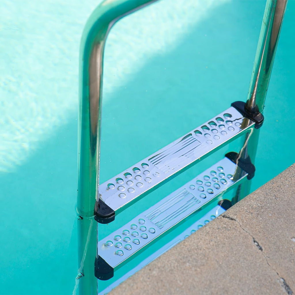 XtremepouwerUS 3-Step Swimming Pool Ladder, Non-Slip Steps Ladder, In-Ground Stainless Steel Step for Indoor/Outdoor Pool, Easy Assembly and Climbing (3 Step)