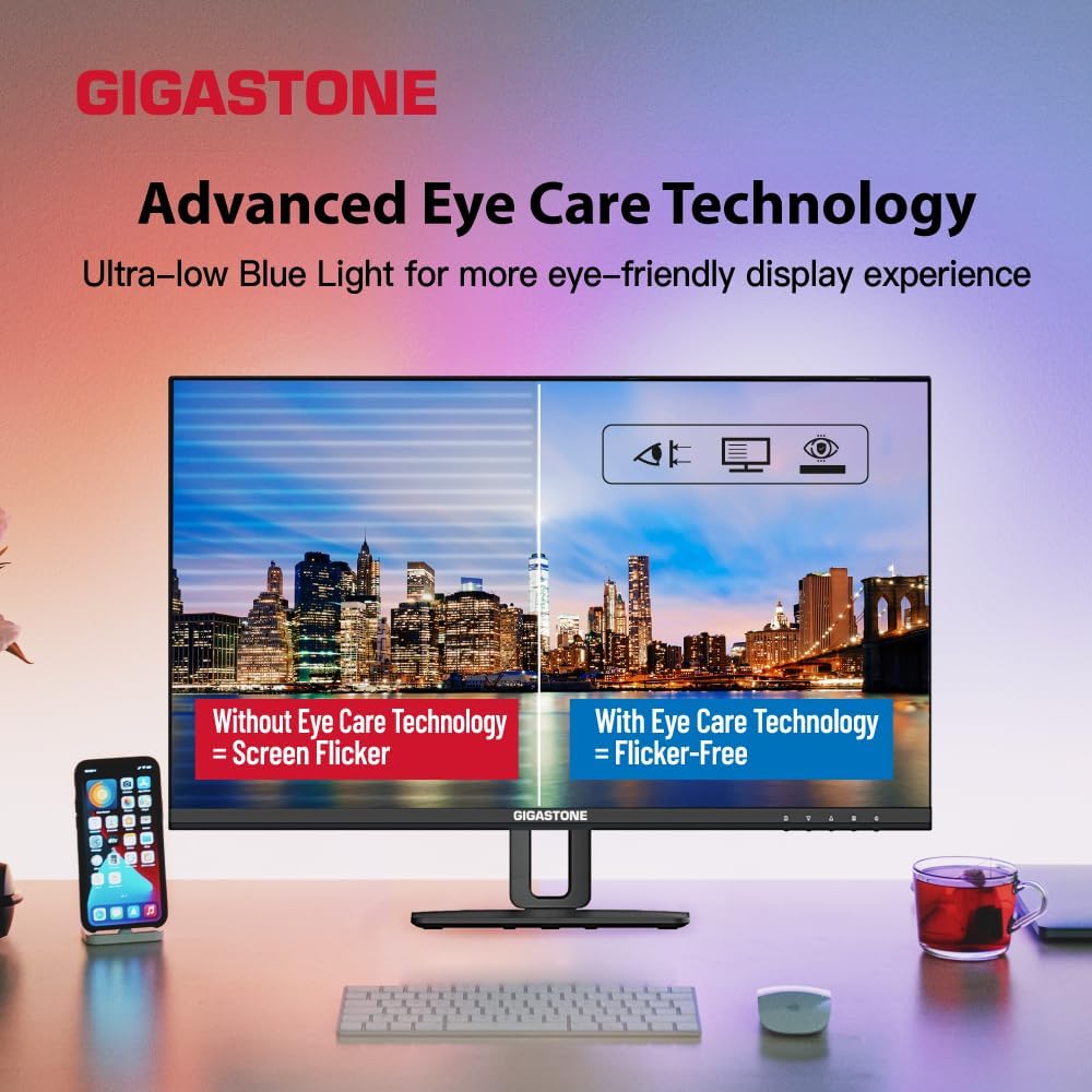 Gigastone 27 inch IPS Monitor 2-Pack, 100Hz FHD 1920 x 1080, MPRT 1ms,Built in Speakers,VESA Mount, Adjustable Stand, USB-C/HDMI/Display Port Connectivity, Type C Charging to iPhone
