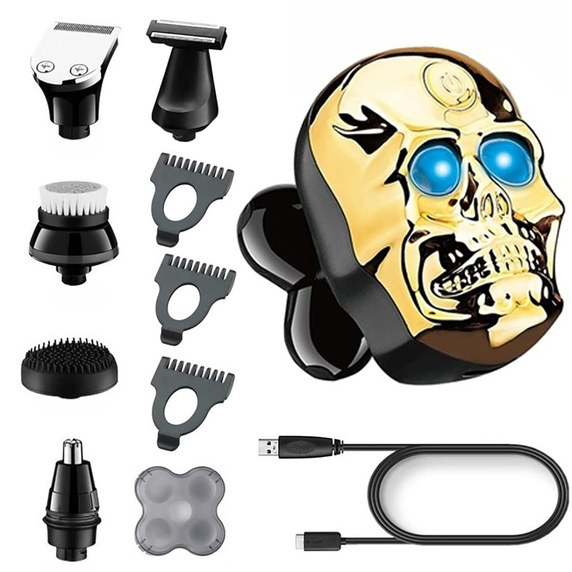 Electric Razor for Men, 6 IN 1 Whole Body Washing Electric Shaver Facial Grooming Strong Rotary Electric Razor Beard Shaving Machine Bald Usb Rechargeable