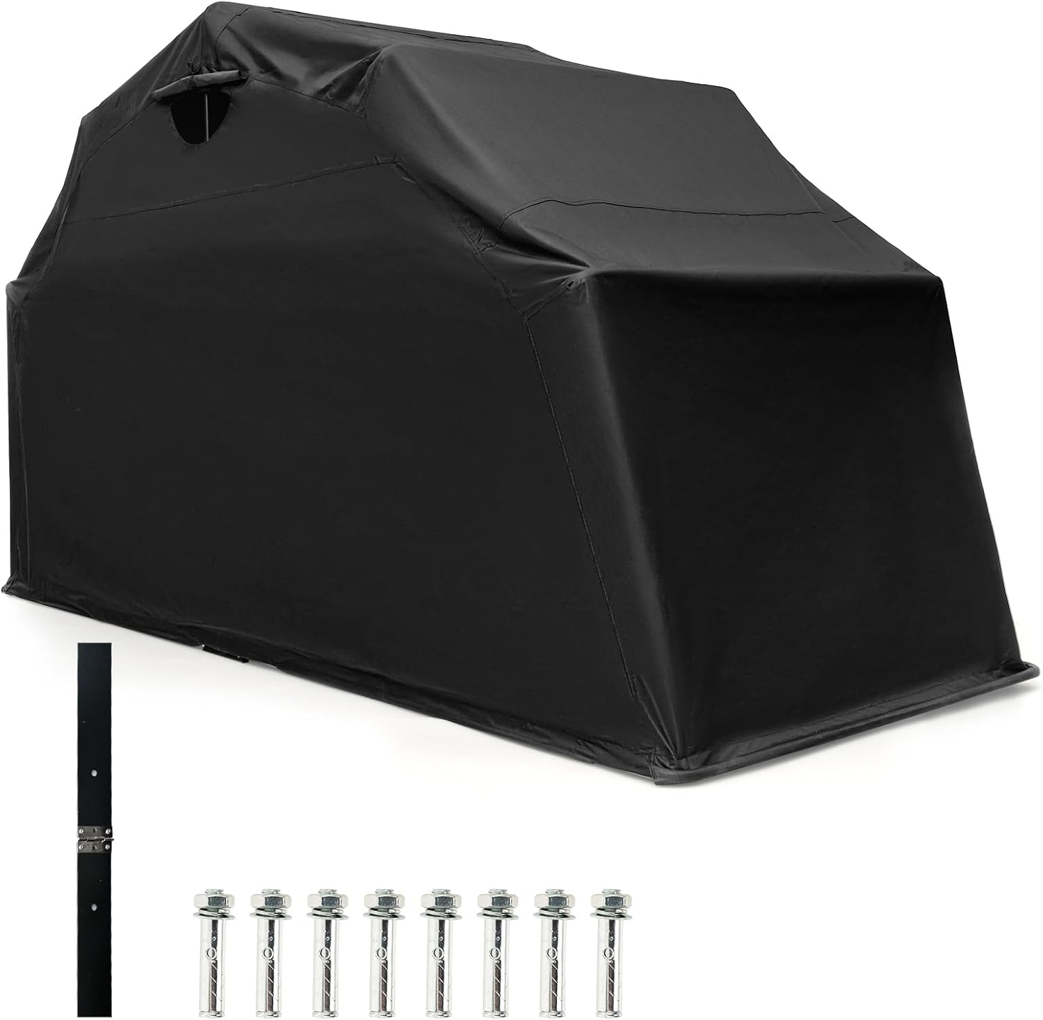 Tangkula Motorcycle Shed - Waterproof Garage with 600D Oxford Cover, Ventilation Window, Heavy Duty Storage for Motorbike, Scooter, Vehicles, 136' x 54' x 75'