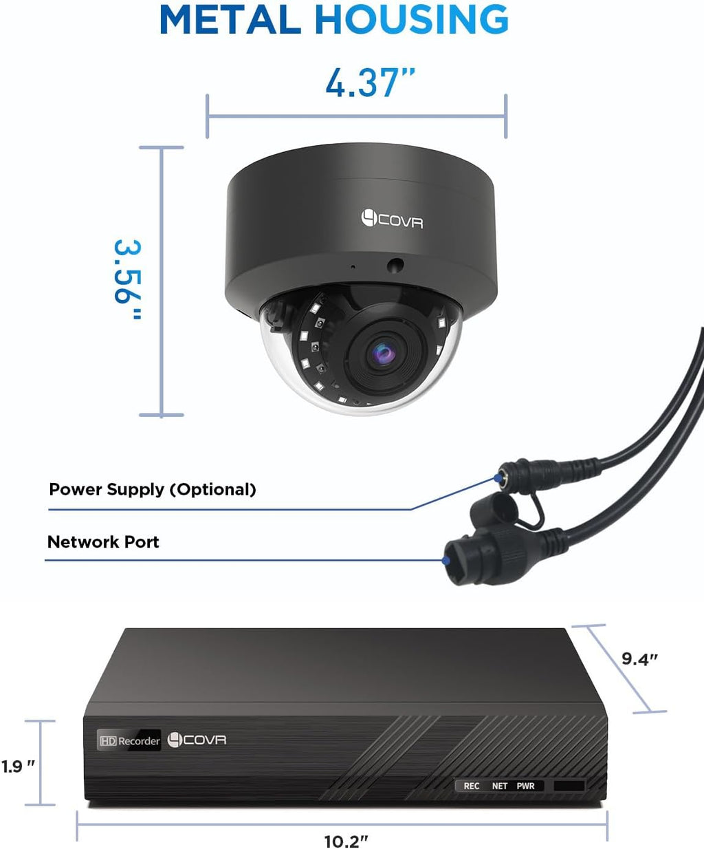 4COVR PoE Security Camera System 8 Channel, 6X 5MP IK10 Vandal-Proof Commercial Wired IP Dome Camera IP67, AI Human Vehicle Detection, 4K NVR 2TB HDD, 24/7 Home Surveillance Outdoor, LY54AB5M0806
