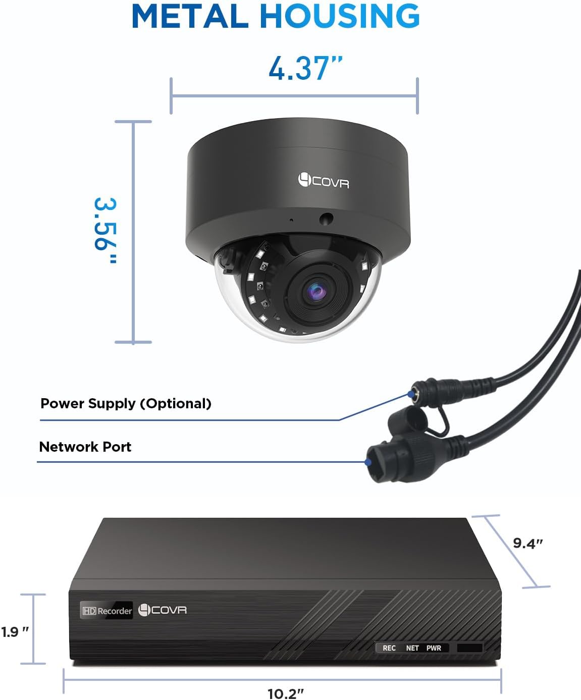 4COVR PoE Security Camera System 8 Channel, 6X 5MP IK10 Vandal-Proof Commercial Wired IP Dome Camera IP67, AI Human Vehicle Detection, 4K NVR 2TB HDD, 24/7 Home Surveillance Outdoor, LY54AB5M0806