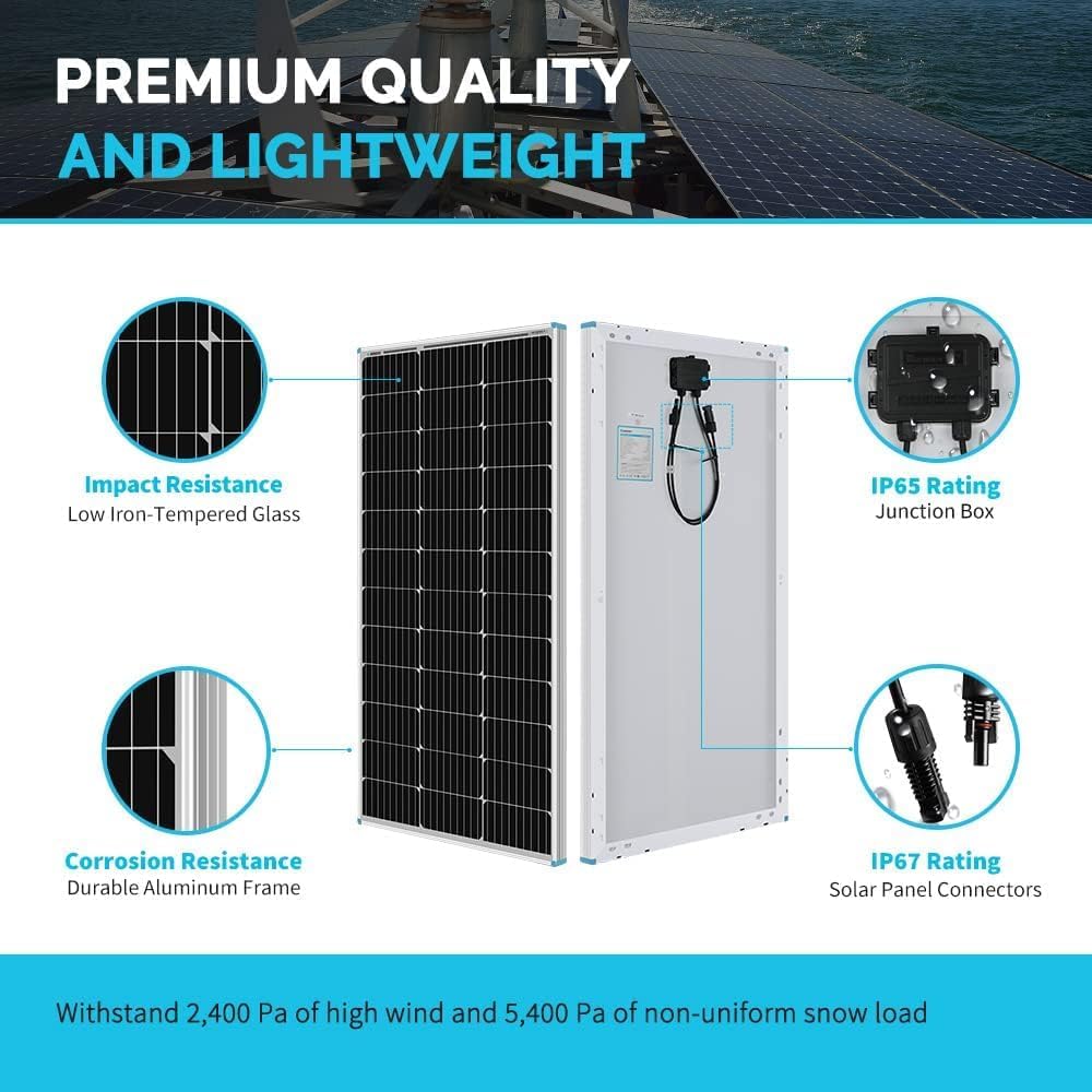 Renogy 200W 12V RV Solar Panel Kit N-Type - Adventurer 30A LCD PWM Charge Controller + Mounting Brackets for RVs, Boats, Trailers, Campers, Marine & Off - Grid Systems