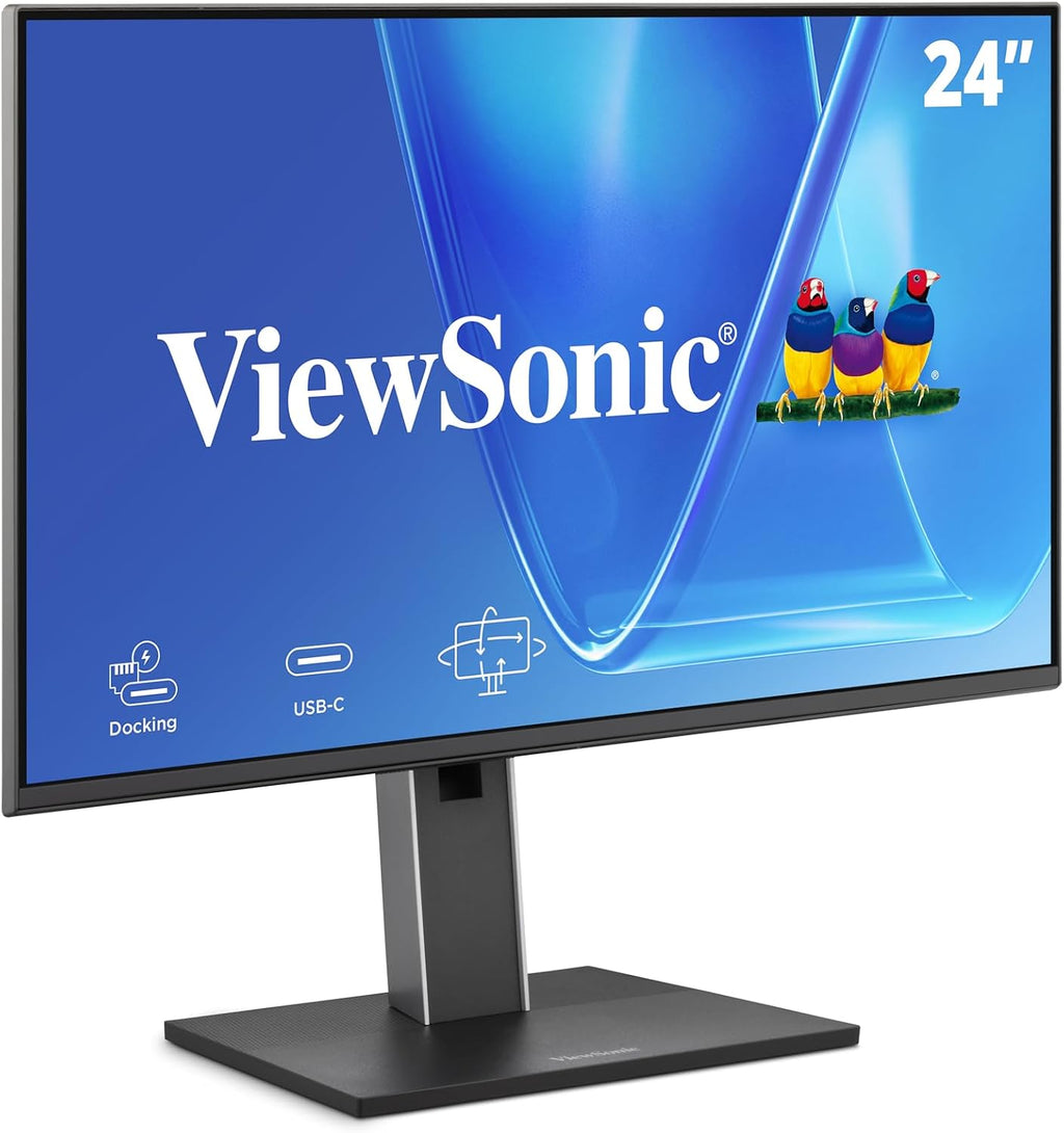 ViewSonic VG2458 24 Inch 1080p Docking Monitor, IPS Display with 100W USB-C for Smooth Home and Office Productivity, Full Ergonomic Adjustability, RJ45, HDMI, 5-Port USB Hub, and DisplayPort Inputs