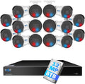GW Security 32 Channel NVR UltraHD 12MP (4096x3072) Face/Human/Cars/License Plate Detection PoE Security Camera System with 16 x 6K 12MP Full Color Night Vision Waterproof 2-Way Audio Bullet Cameras