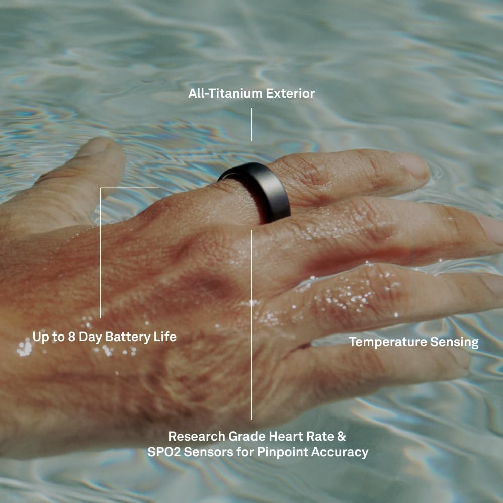Oura Ring 4 - Brushed Silver - Size 12 - Sleep, Activity, Women's Health, AI Advisor, Up to 8 Days of Battery Life, Size Before You Buy, Android & iOS Compatible