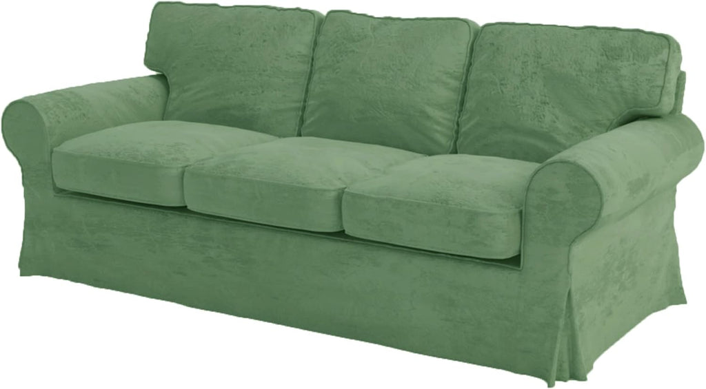 Velvet Pets Friendly Sofa Covers Custom Made Compatible for IKEA Ektorp Three Seat Sofa Slipcovers (Velvet Light Green 3)