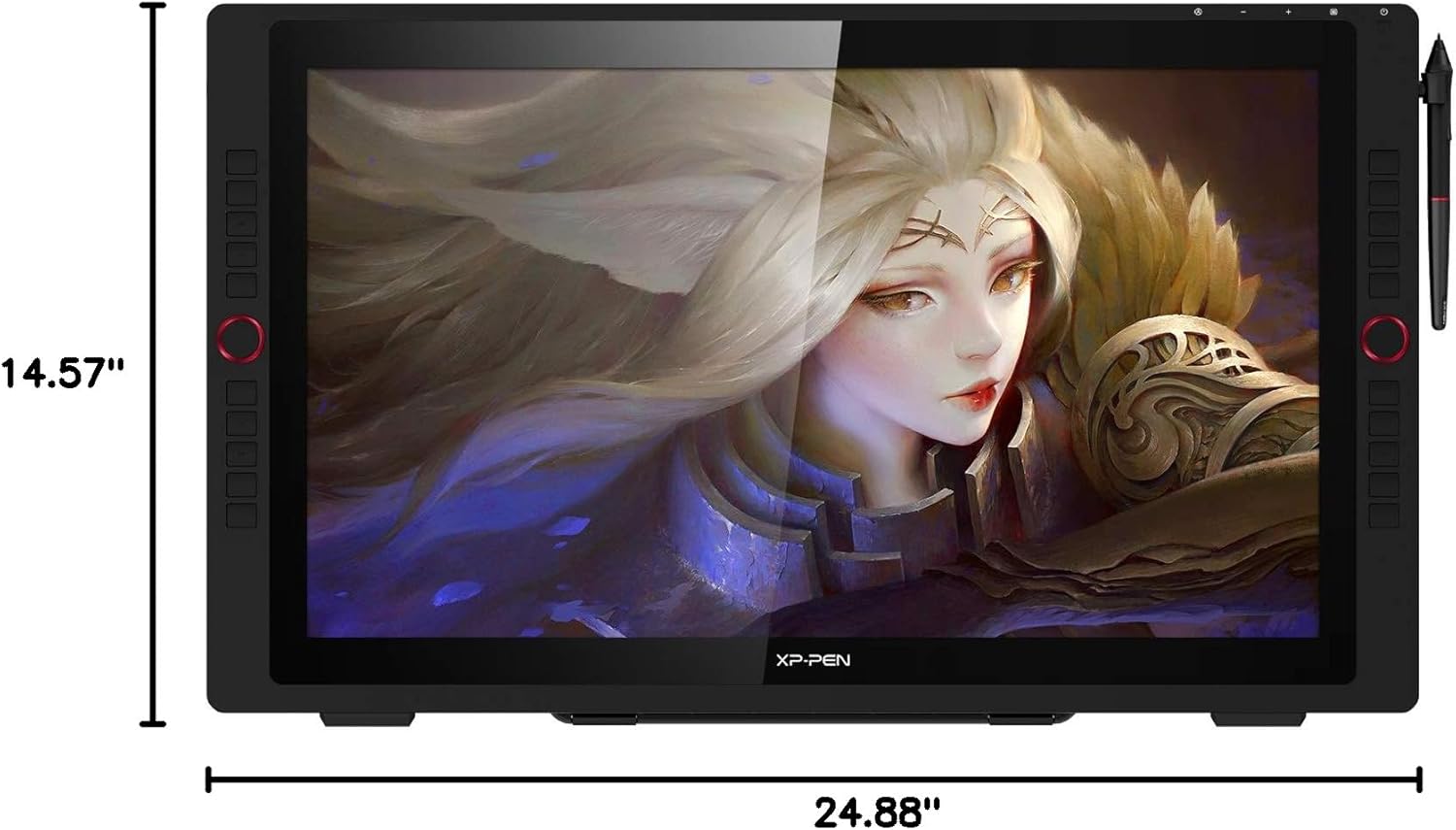 XPPen Artist 24 Pro 2.5K QHD Drawing Tablet with Screen,16.7M Colors Graphics Tablet with 8192 Pen Pressure Battery-Free Tilt Stylus & 20 Shortcut Keys for Windows, Mac, Chrome, Linux, 23.8'