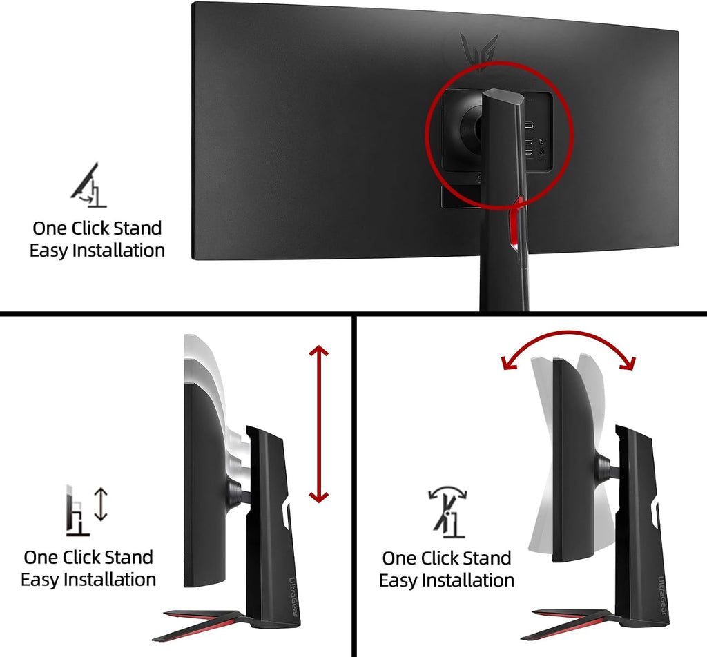 LG 34' Curved Ultragear Gaming Monitor, QHD(3440x1440), 160Hz, AMD FreeSync, HDR10, sRGB 99%, Built-in Speakers, Multitasking and Content Creation, DisplayPort & HDMI, Tilt/Height Adjustable Stand