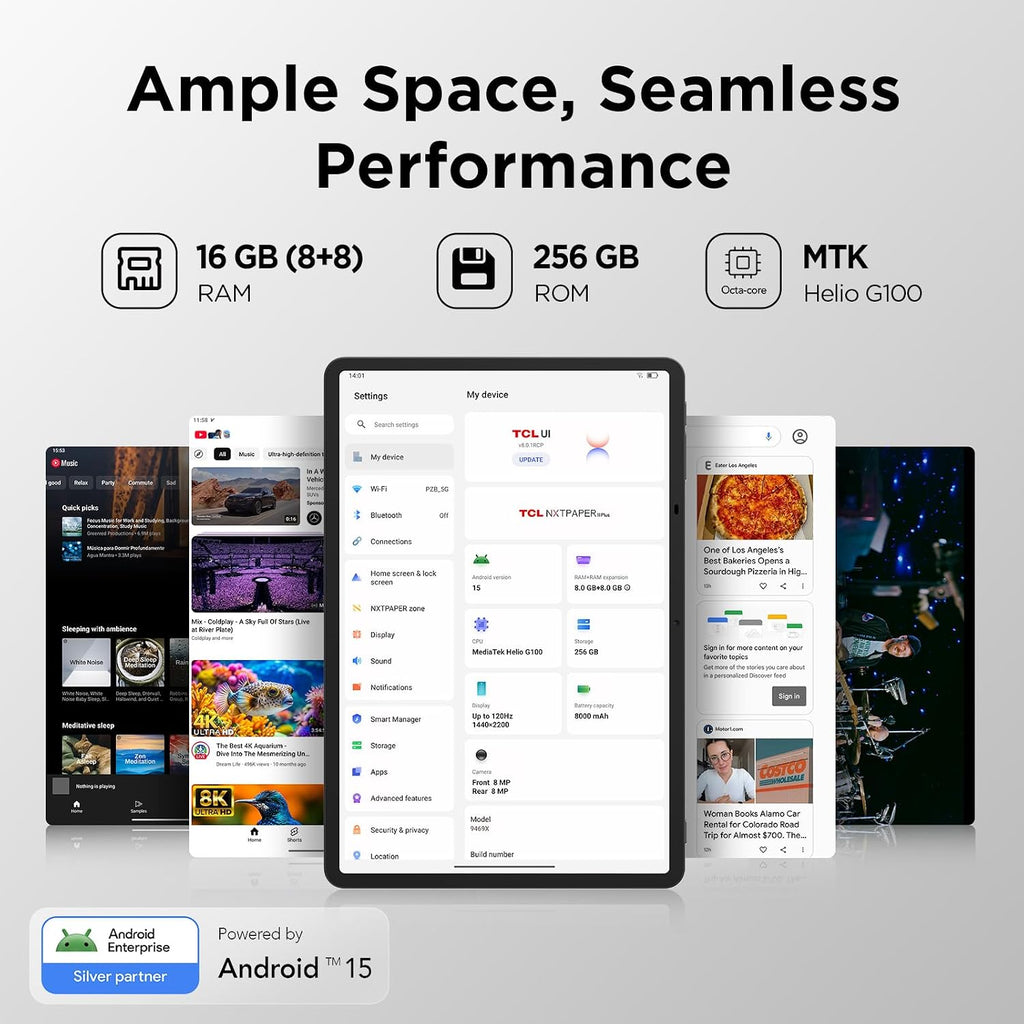 TCL NXTPAPER 11 Plus Android Tablet, 11.5' 120Hz 2.2K Drawing Pad & Digital Notebook, 4096-Level Stylus & Flip Case Included, NXTPAPER 4.0 Display, AI Tools, 8+8GB RAM, 256GB Storage, 8000mAh Battery