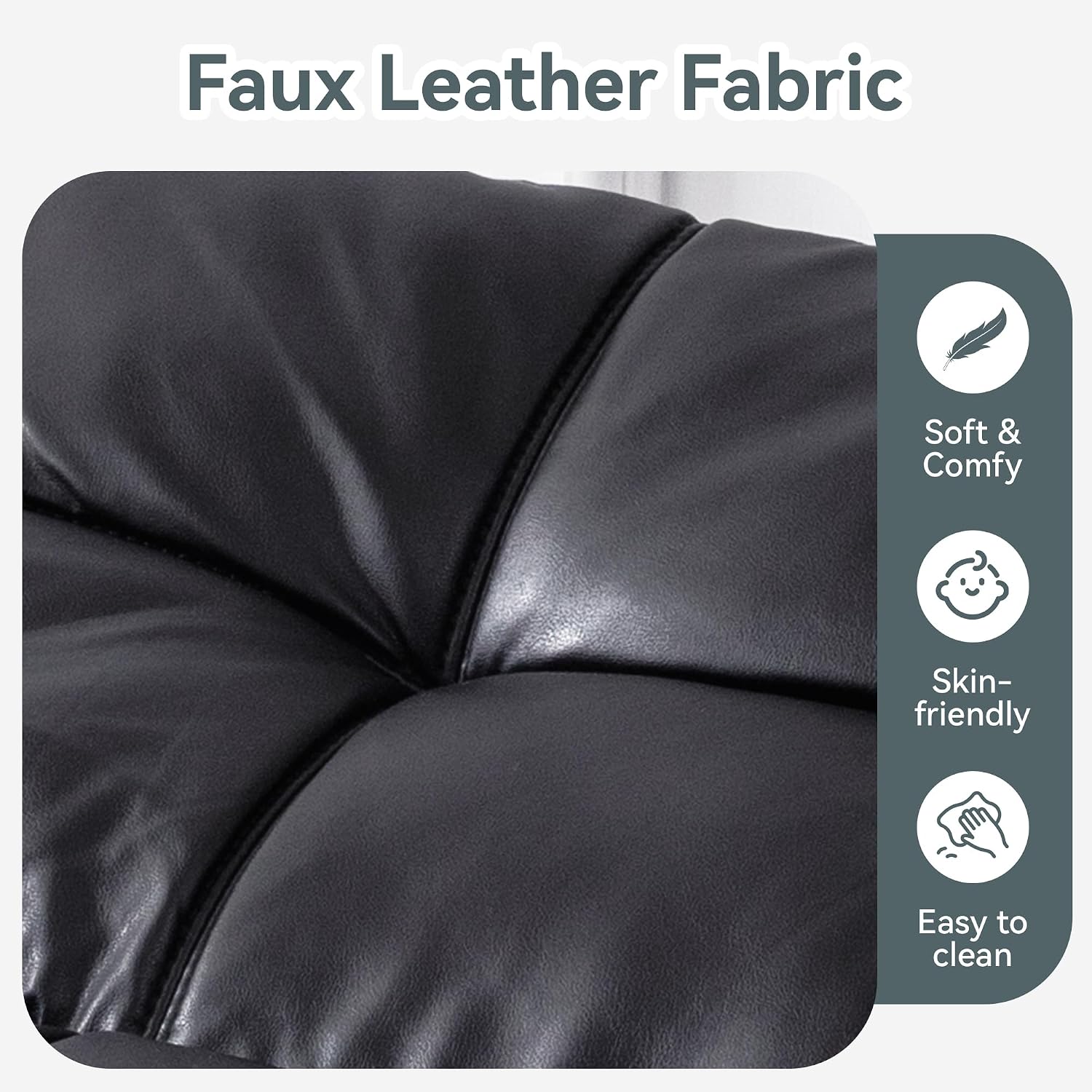 Futon Sofa Bed Convertible Couch, Black Faux Leather Sofa Bed with Memory Foam, Adjustable Backrest & Armrests, Multifunctional Small Loveseat Sleeper Sofa for Living Room, Apartment, Office
