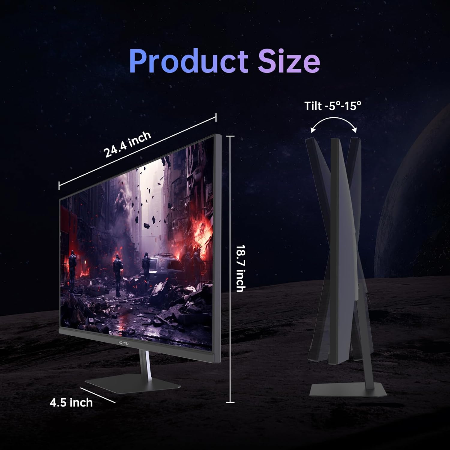 KTC 24.5 Inch Gaming Monitor, 180Hz (Up to 200Hz) Monitor FHD, Fast IPS 1080P 1ms, 128% sRGB HDR10, Freesync HDMI x 2 /DP x 1, VESA Tilt Adjustable Xbox PS5 Switch (HDMI Cable Included)