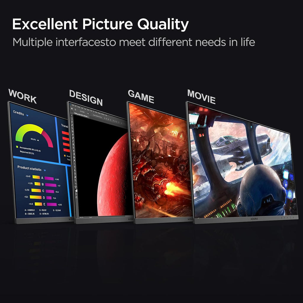 KOORUI 24 Inch Computer Monitor FHD 1920 x 1080p 100HZ, Built-in Speakers, Ultra-Slim Bezels, 75mm VESA Mountable, Tilt Adjustable, HDMI, VGA, Black