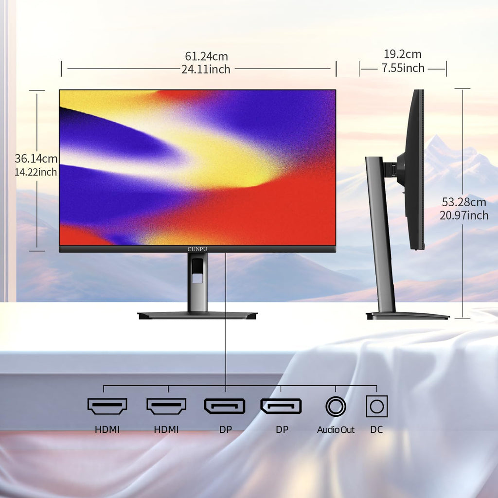 CUNPU 27 Inch 4K 70Hz Monitor, UHD (3840 * 2160) IPS Ultra-Slim Bezel Monitor for Photo Video Editing, ΔE < 2, 100% DCI-P3, 1.07B+ Colors, PIP-PBP, Adaptive Sync, DP/HDMI, Black