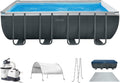 Intex 18 Foot by 52 Inch Ultra XTR Framed Above Ground Swimming Pool Set with Sand Filter Pump, Pool Cover and Ladder, Canopy, and Ground Cloth, Gray