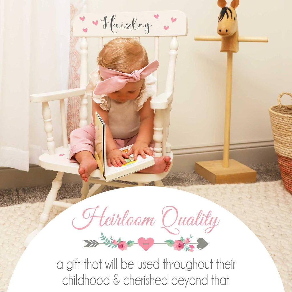 My Bambino Personalized Boys with Name only Natural Wooden Rocking Chair | Baby Shower & Birthday Gift