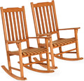 Giantex Set of 2 Porch Rocking Chair Outdoor and Indoor Use, Solid Eucalyptus Wood Rocker with Natural Finish, Front Porch Chairs for Patio Deck Garden, Wooden Rocking Adirondack Chair Set