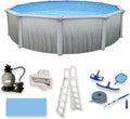 Martinique 27-ft Round 52-in Deep 7-in Top Rail Metal Wall Swimming Pool Package