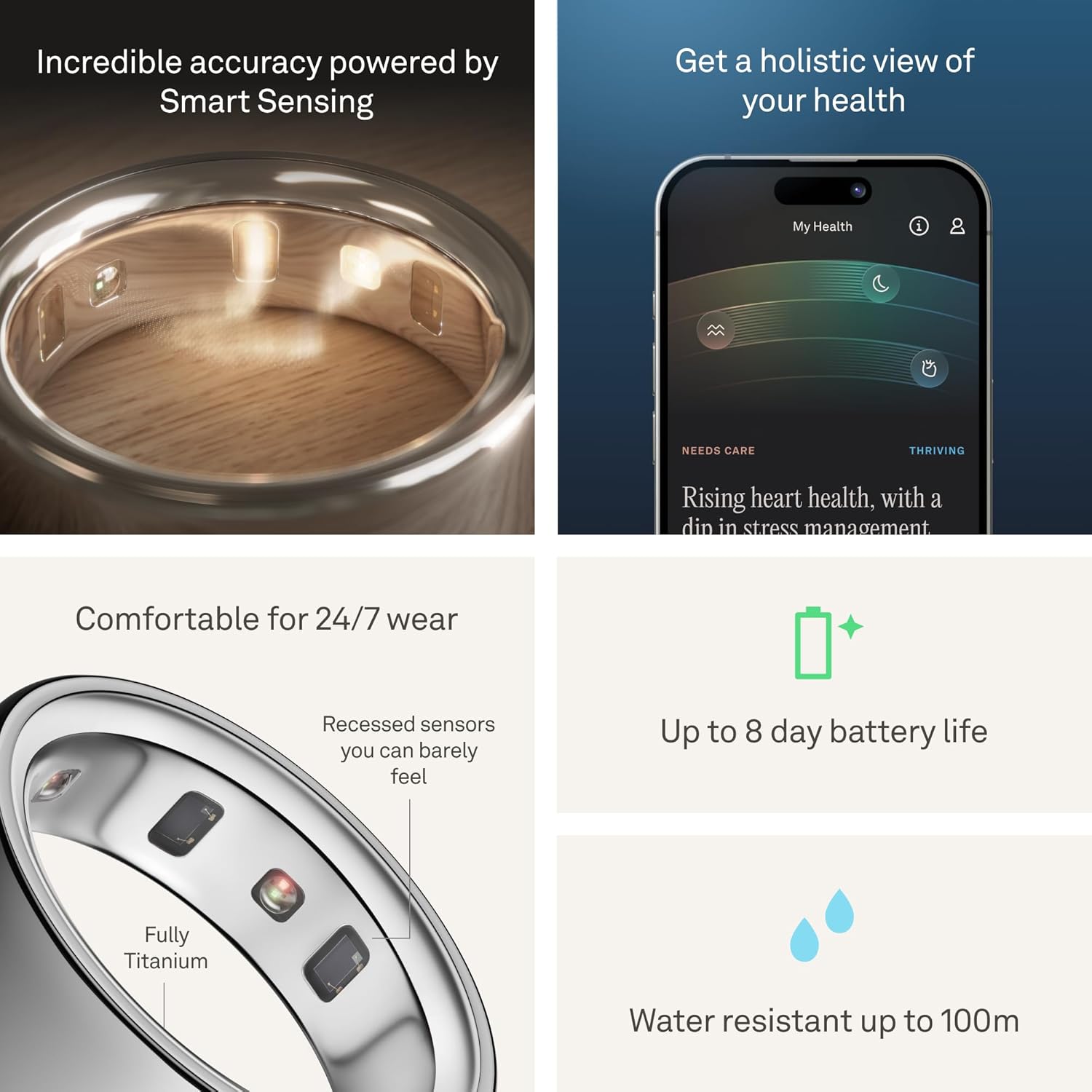 Oura Ring 4 - Silver - Size 11 - Sleep, Activity, Women's Health, AI Advisor, Up to 8 Days of Battery Life, Size Before You Buy, Android & iOS Compatible