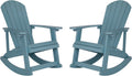 Flash Furniture Savannah Poly Resin Wood Adirondack Rocking Chair - All Weather Sea Foam Polystyrene - Stainless Steel Hardware - Set of 2