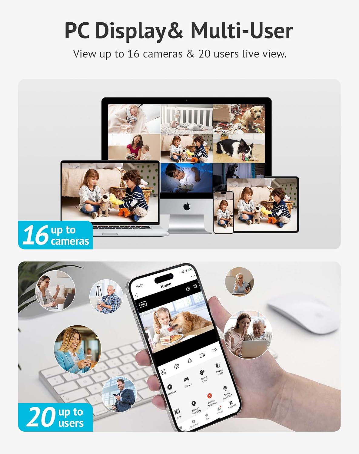 LaView 8MP 4K Cameras for Home Security Indoor,Home Security Camera for Baby/Elder/Pet/Nanny,Baby Cam Starlight Sensor Color Night Vision,US Cloud Service,Compatible with Alexa