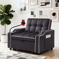 Convertible Armchair Sofa Bed with USB Port & Phone Holder, Pull-Out Single Chair Bed Sleeper for Small Spaces, Modern Upholstered Recliner Chair (Grey)