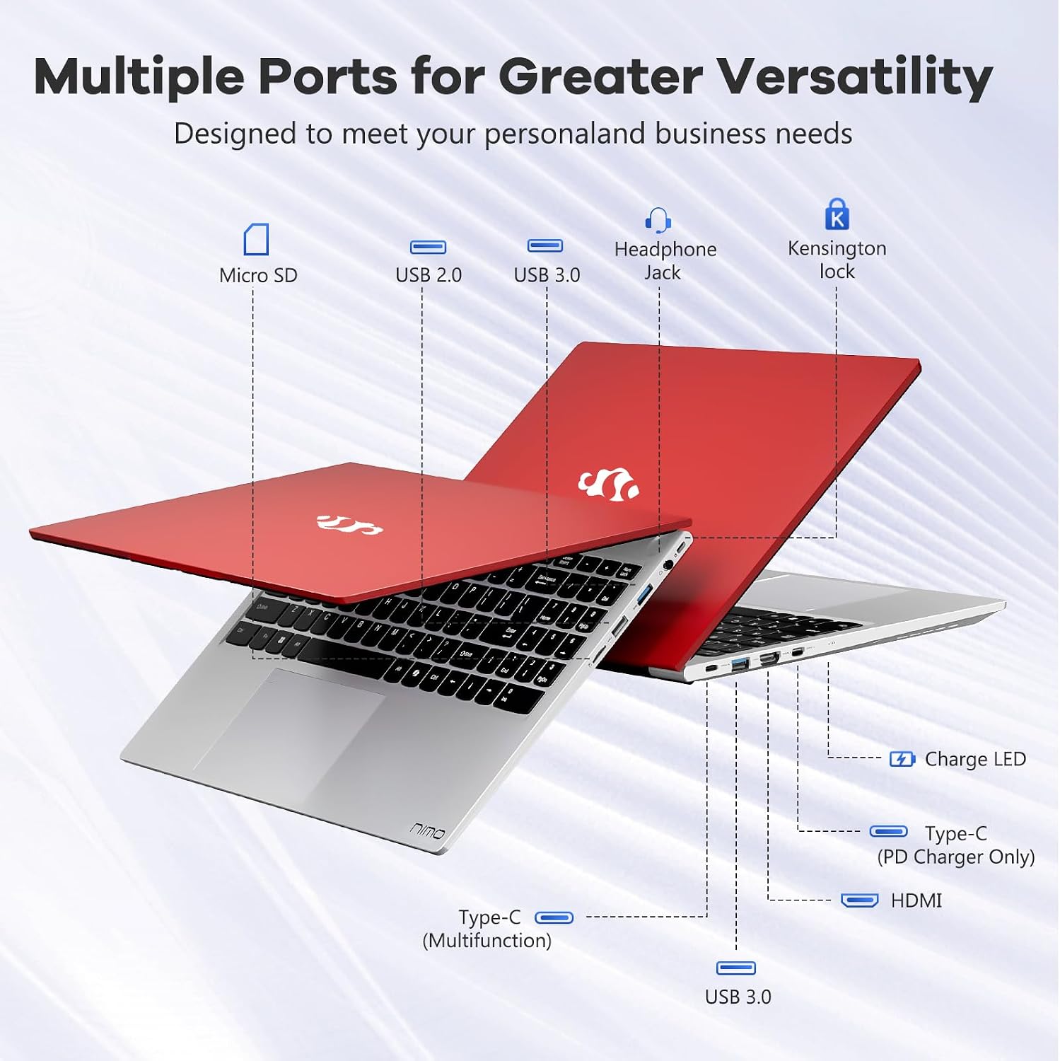 NIMO 15.6' FHD lPS-Business-Laptop, 8 Cores Intel i5-12450H 32GB RAM 1TB SSD (Beat i7-11800H, Up to 4.4 GHz) Student Computer with 100W Type-C Charger Fingerprint Backlit Keyboard (Renewed)