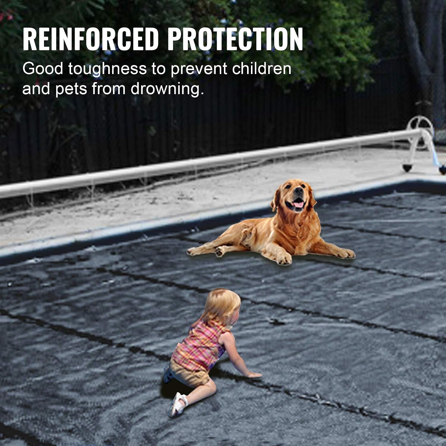 VEVOR 12x20ft Rectangular Swimming Pool Cover, PVC Charcoal Winter Canopy, Waterproof & Dirt-Repellent