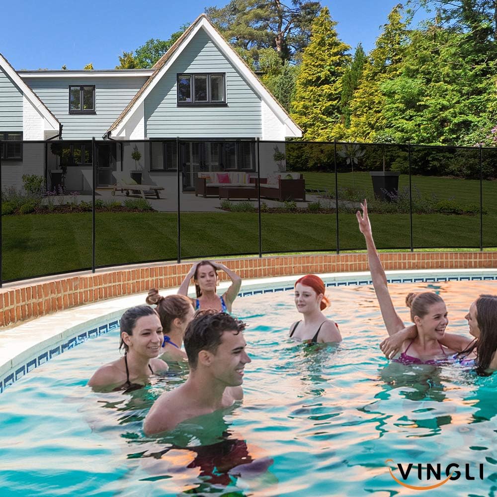 VINGLI Pool Fence 4Ft x 96Ft Swimming Pool Fence in Ground Pool Safety Fencing, Black