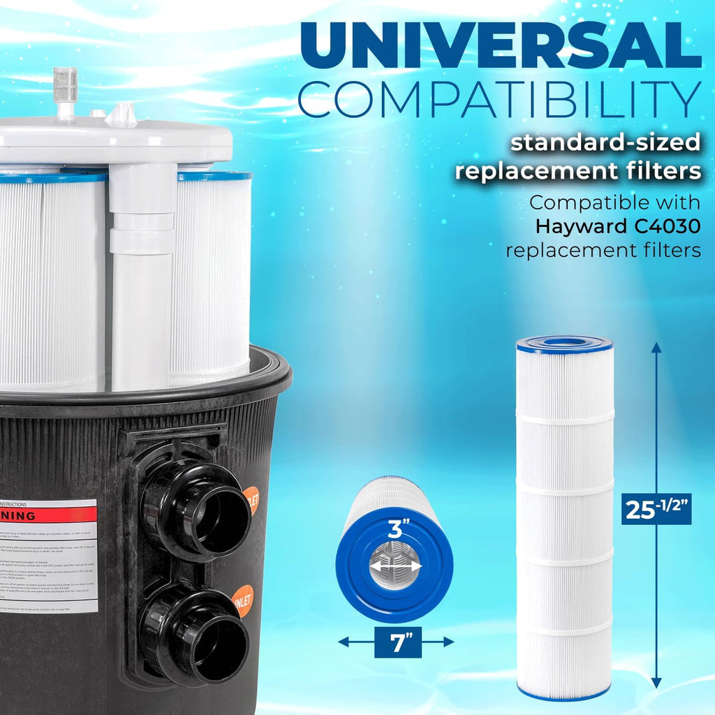 XtremepowerUS 425 SQ/FT Pool Cartridge Filter In-Ground Above Ground Swimming Pool and Spa Filter System (4-Pieces Filter Set) 2' Inlet/Outlet Fitting