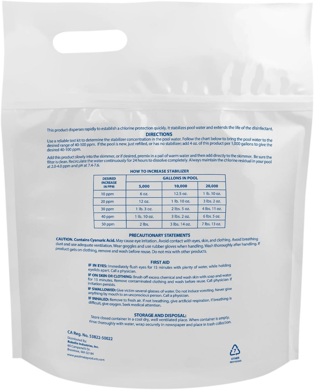 Pool Mate 4-Pounds Premium Pool Stabilizer and Conditioner,Concentrated Cyanuric Acid for Pools,Helps Chlorine Last Longer,(Pack of 8)