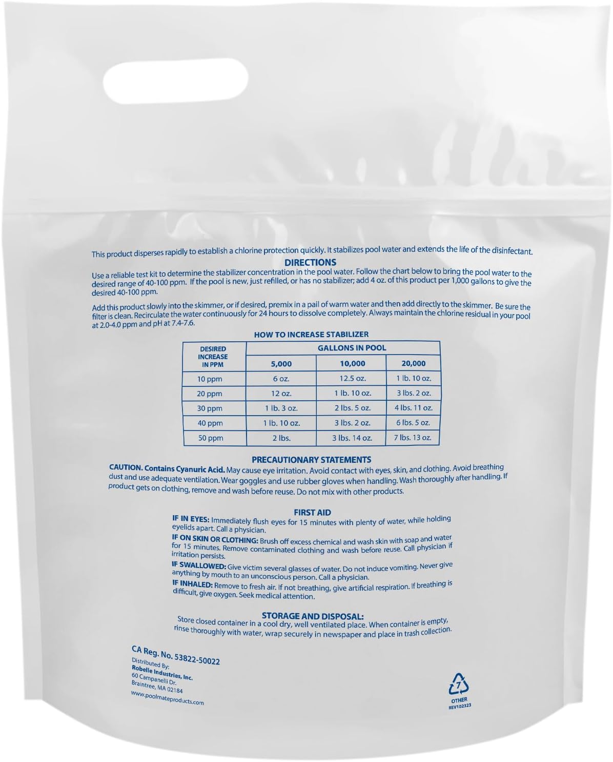 Pool Mate 4-Pounds Premium Pool Stabilizer and Conditioner,Concentrated Cyanuric Acid for Pools,Helps Chlorine Last Longer,(Pack of 8)