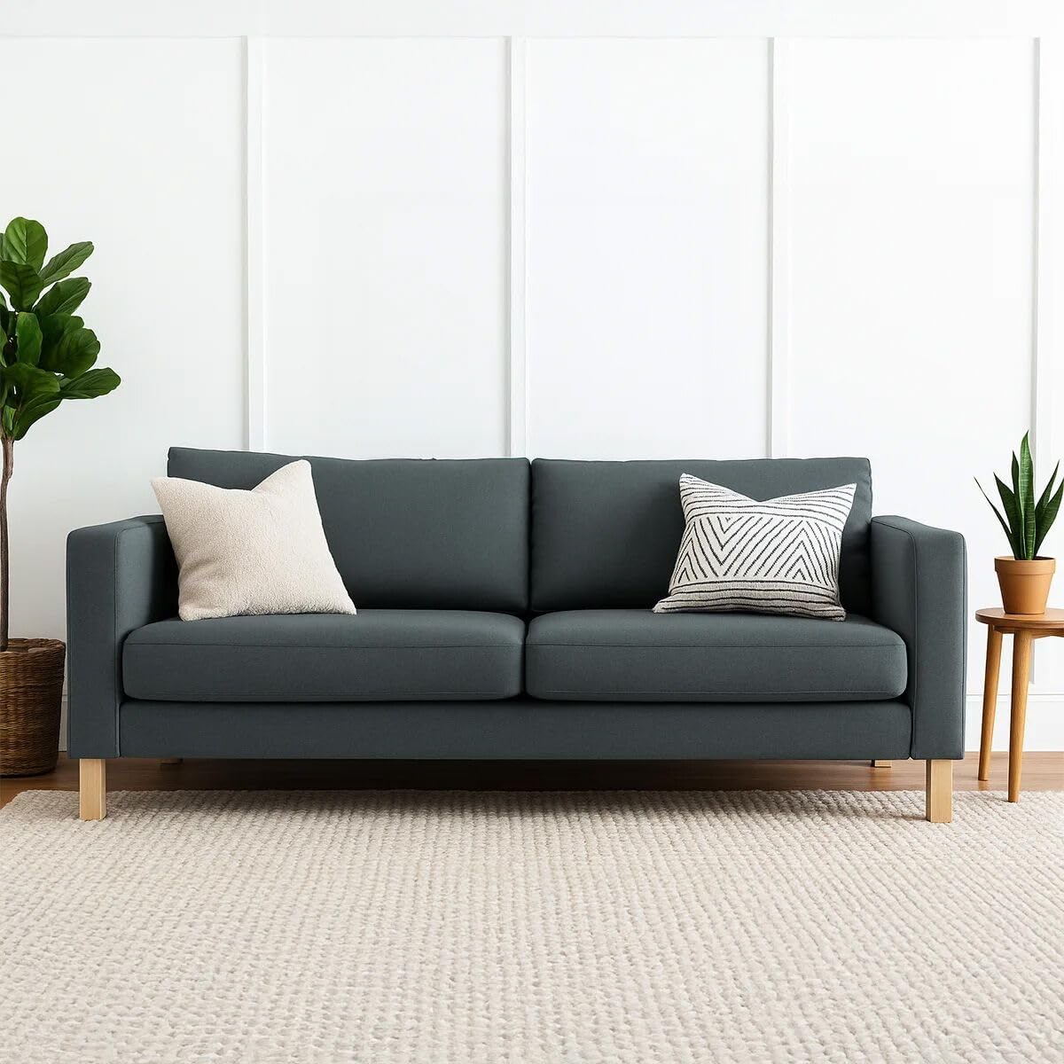 MASTERS OF COVERS SLIPCOVER ONLY! Karlstad Replacment Slipcover Snug Fit Karlstad 3 Seat (Not 2 Seat) Sofa Cover Slipcover for The IKEA Karlstad Three Seat -Dark Grey