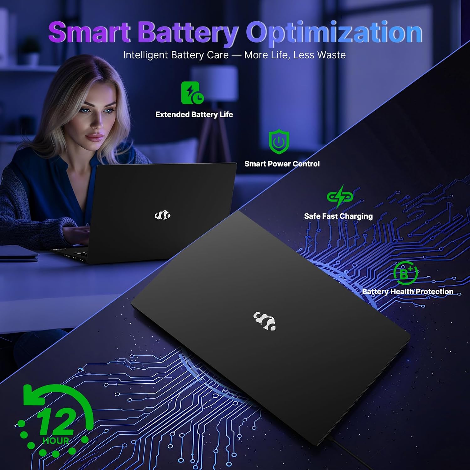 NIMO 17.3' Business-Laptop Ryzen 9 8945HS, 32GB RAM 2TB SSD, Radeon 780M, 54W Max TDP, 75Wh Battery, USB-C 4.0, PD 100W, Backlit Keyboard, Fingerprint Unlock, FHD Laptop for Gaming Student Office