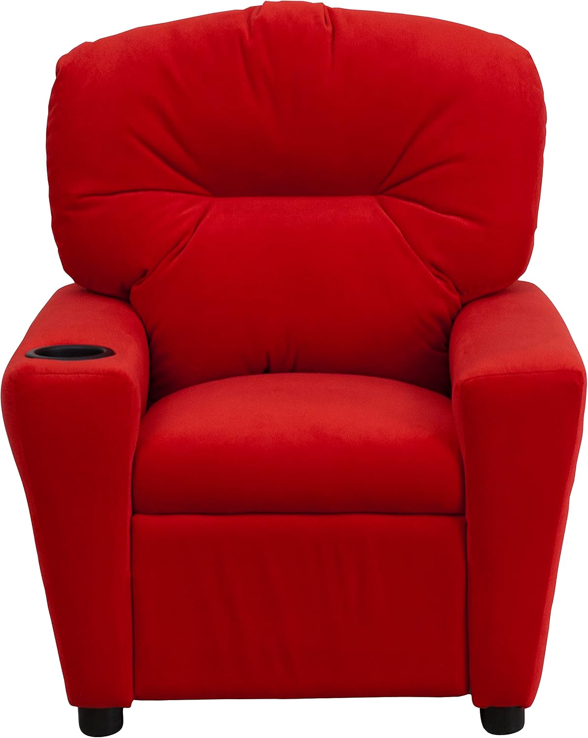 Flash Furniture Chandler Microfiber Kids Recliner with Cup Holder and Safety Recline, Contemporary Reclining Chair for Kids, Supports up to 90 lbs., Red