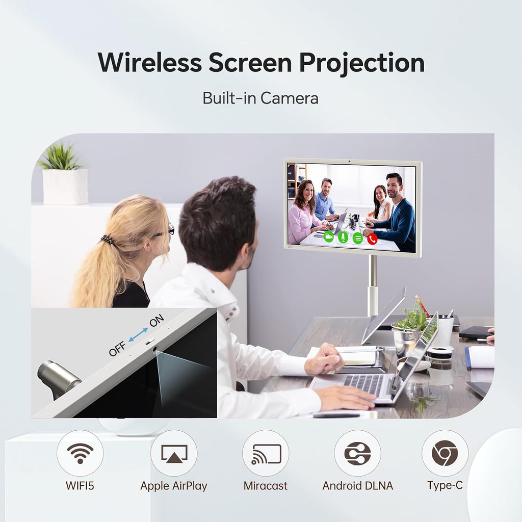KTC 27' MEGAPAD 1080p Portable TV Touchscreen Monitor, EDLA-Certified Android 14 8G RAM +128G Storage Octa-core CPU Qualcomm Remote Control 9500mAh Battery Full Swivel Rotation Camera
