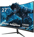 ZZA 27 Inch Curved Monitor 280Hz/240Hz FHD 1080P,Gaming Monitor 1800R VA Screen,Monitor 27 Inch 4000:1 120% sRGB,1Ms,AMD FreeSync,HDR,Low Blue Light,HDMI DP,VESA Support, DP Cable Incl
