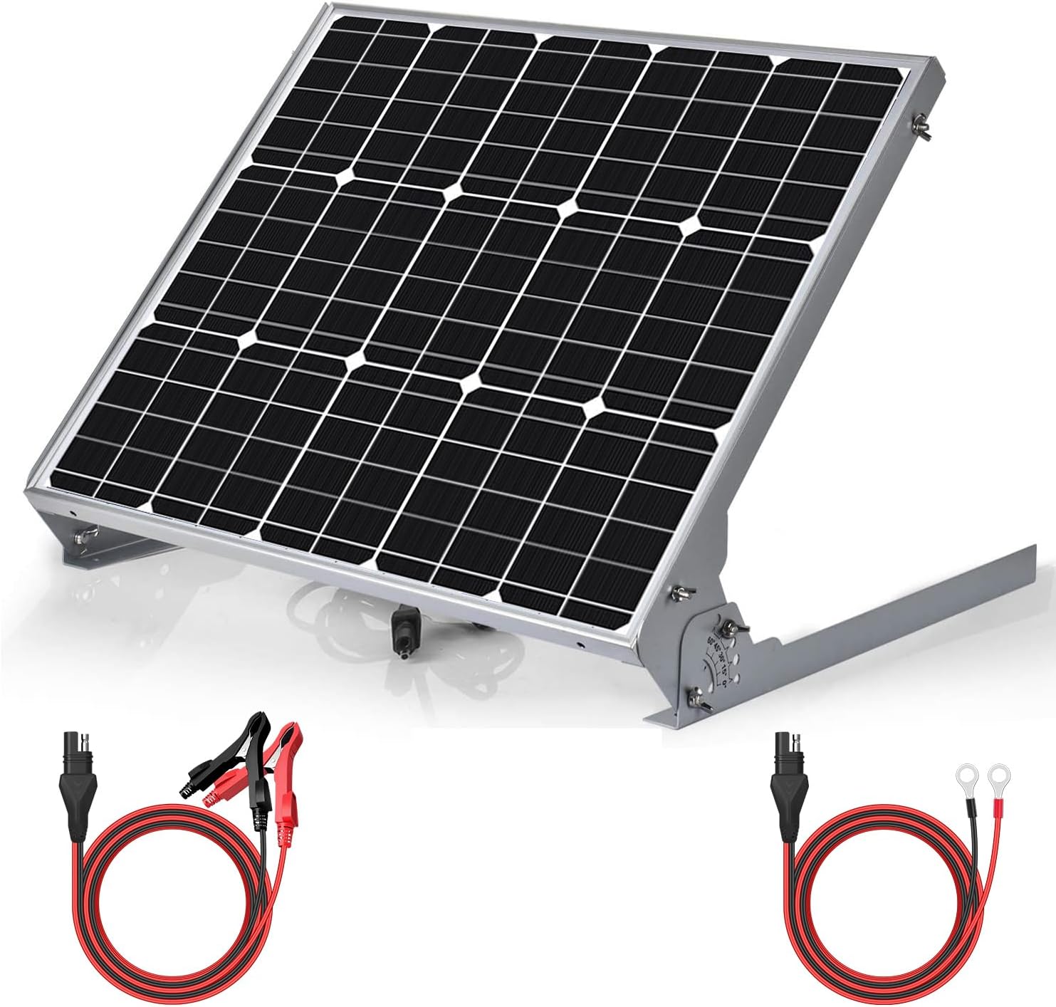 SUNER POWER 12V 50W Solar Battery Charger Maintainer, Built-in UltraSmart MPPT Controller, Adjustable Mount Bracket, Waterproof 50 Watt Solar Panel Kit for 12 Volt SLA Deey Cycle AGM Lifepo4 Battery