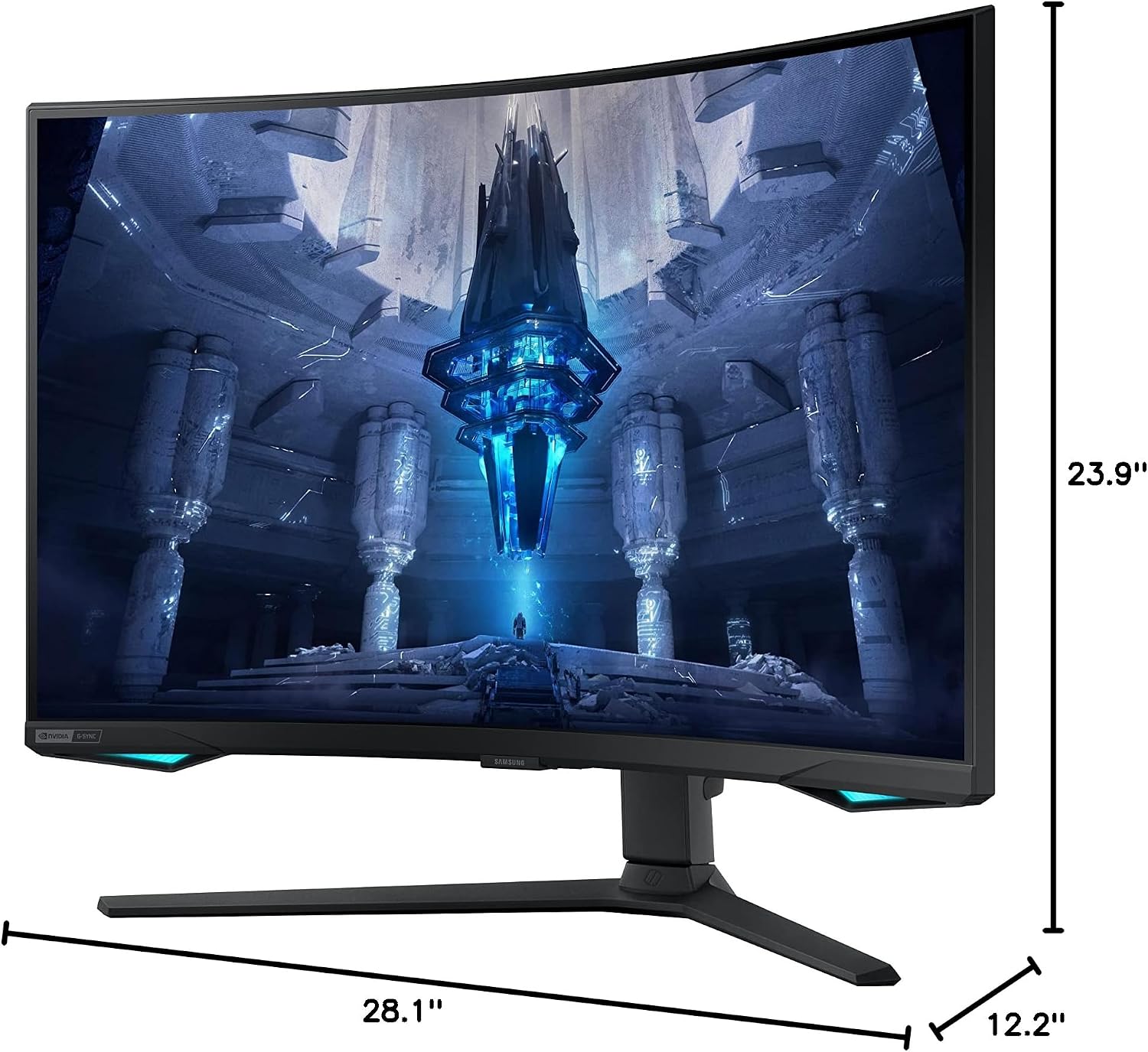 Samsung 32' Odyssey Neo G7 4K UHD 165Hz 1ms G-Sync 1000R Curved Gaming Monitor, Quantum HDR2000, AMD FreeSync Premium Pro, Ultrawide Game View, DisplayPort, HDMI, Height Adjustable Stand, Black