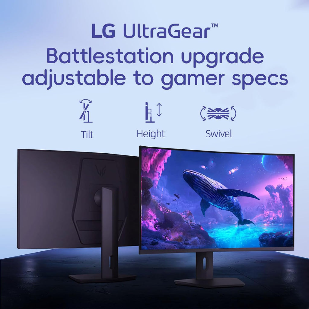 LG 32' Ultragear Curved Gaming Monitor, QHD, VA Panel, 180Hz, 1ms GtG, AMD FreeSync Compatible, HDR10, sRGB 99% Color, HDMI, DisplayPort, Height/Tilt/Swivel Adjustable Stand, Black