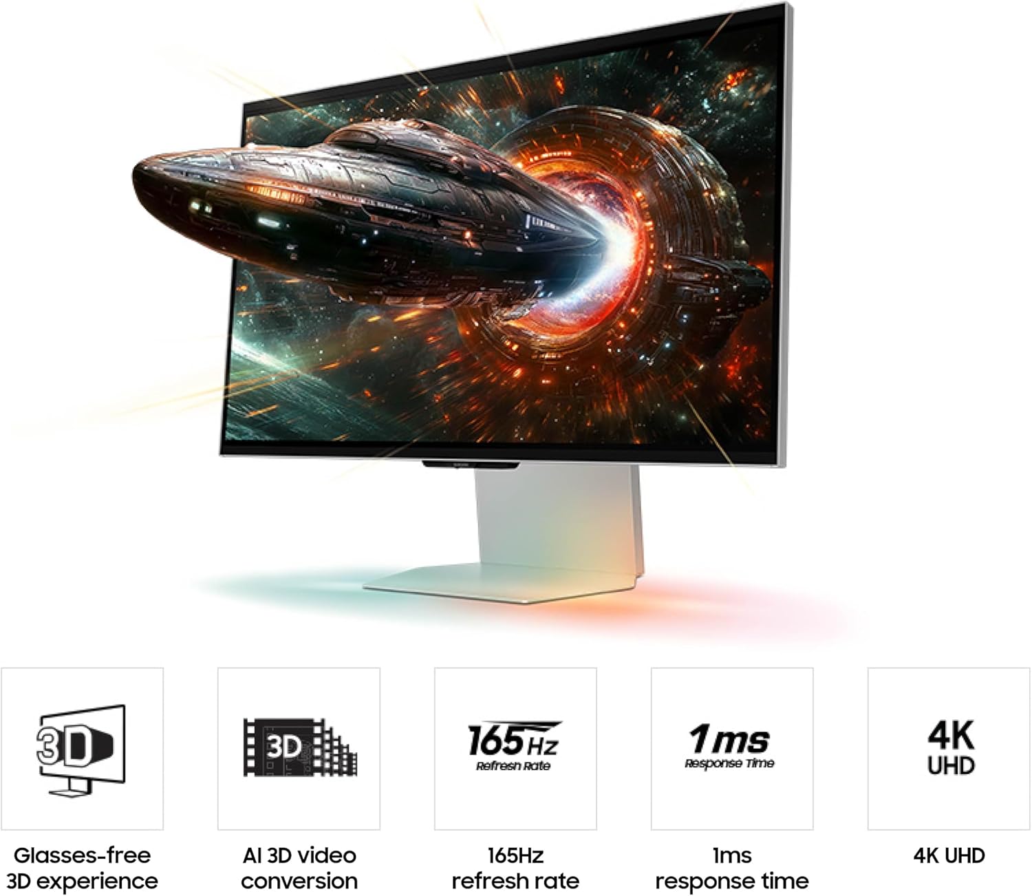 Samsung 27-inch Odyssey 3D G90XF, 4K, 165Hz, Gaming Monitor, 1ms Response Time, AMD FreeSync Premium, Glasses-Free, Ergonomic Stand, LS27FG900XNXZA, 2025