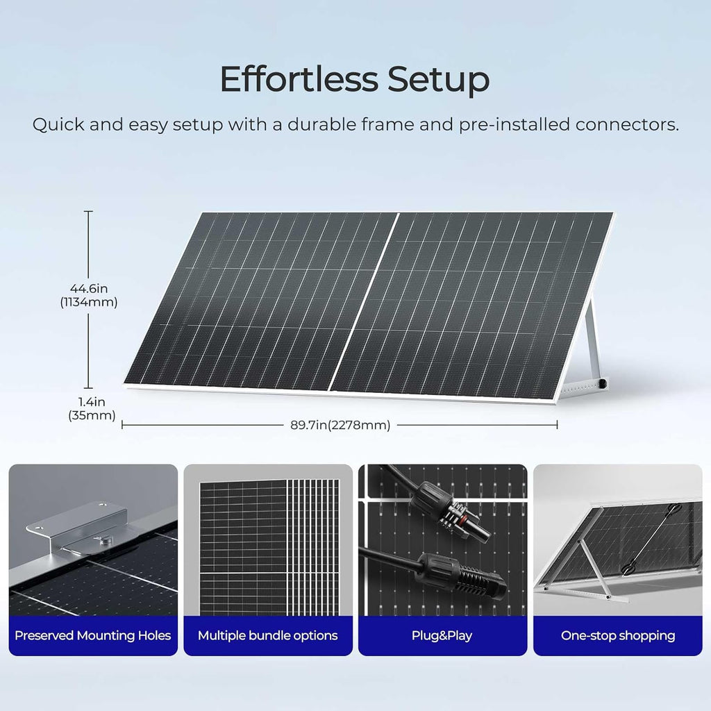 Renogy 1180W Solar Panels 2pcs 590 Watt N-Type Bifacial Solar Panel Monocrystalline 16BB 25% High Conversion Efficiency for Homes Roof Top RV Boat Camping Black