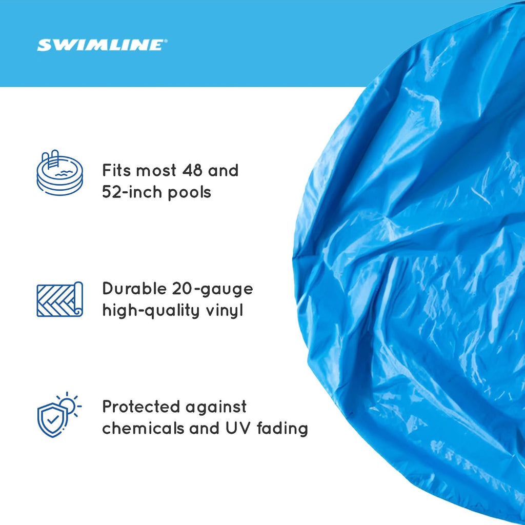 Swimline 24 Feet Solid Round Above Ground Swimming Pool Overlap, Standard Gauge Liner, Vinyl, Easy Installation, Blue