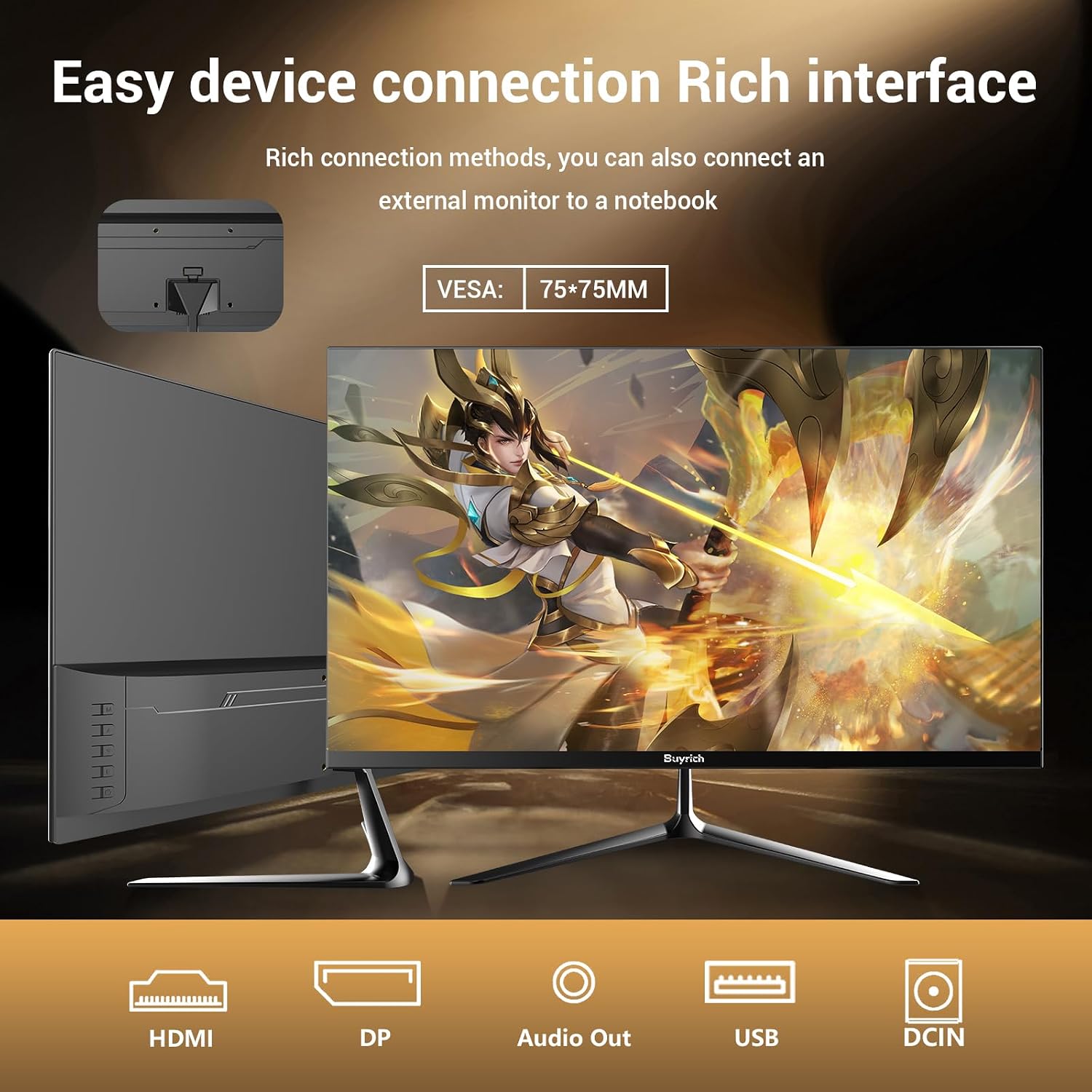 24.5 Inch Gaming Monitor, 200Hz Refresh Rate, FHD 1920x1080, Fast Response Time, Built-in Speakers, Metal Stand, VESA Compatible, for PC Gamers and Home Setup