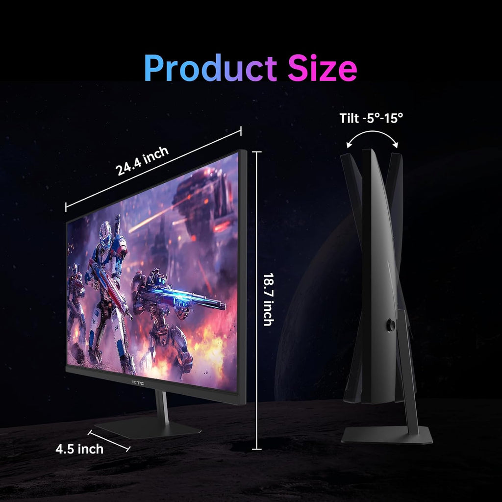 KTC 24 Inch 180Hz/190Hz Gaming Monitor, FHD PC Computer Monitor with Fast IPS Panel, HDR400, 133% sRGB, Bluelight Filter, 2 HDMI & 1 DP Port, Compatible Freesync and Wall Mountable, H24F8