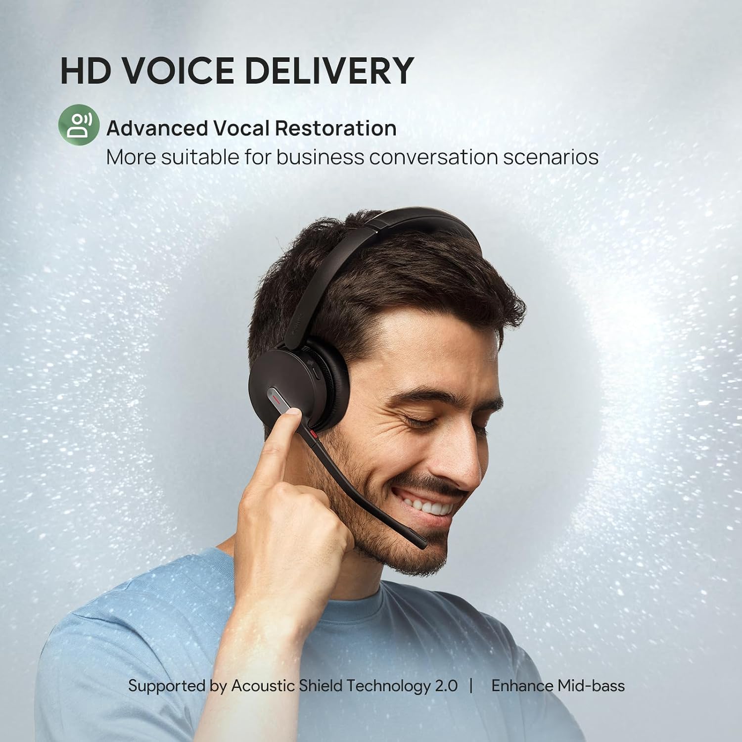 Yealink BH70 UC Wireless Bluetooth Headset with Microphone for Work, up to 35h Talking Battery, Teams UC Compatible Headsets for Computer Mobile, 147g Lightweight Headphone for Open Office 50m Range